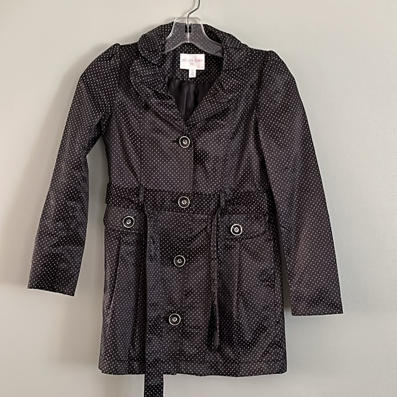 Forever 21 Girls Ruffle Collar Dot Print Trench Style Jacket Small Flaw - Picture 1 of 17